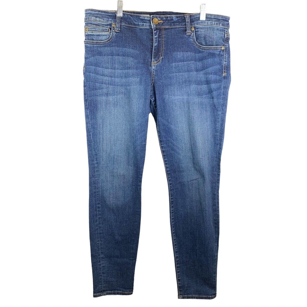 KUT from the Kloth Toothpick Skinny Jeans Womens 14S Short Medium Blue Denim
